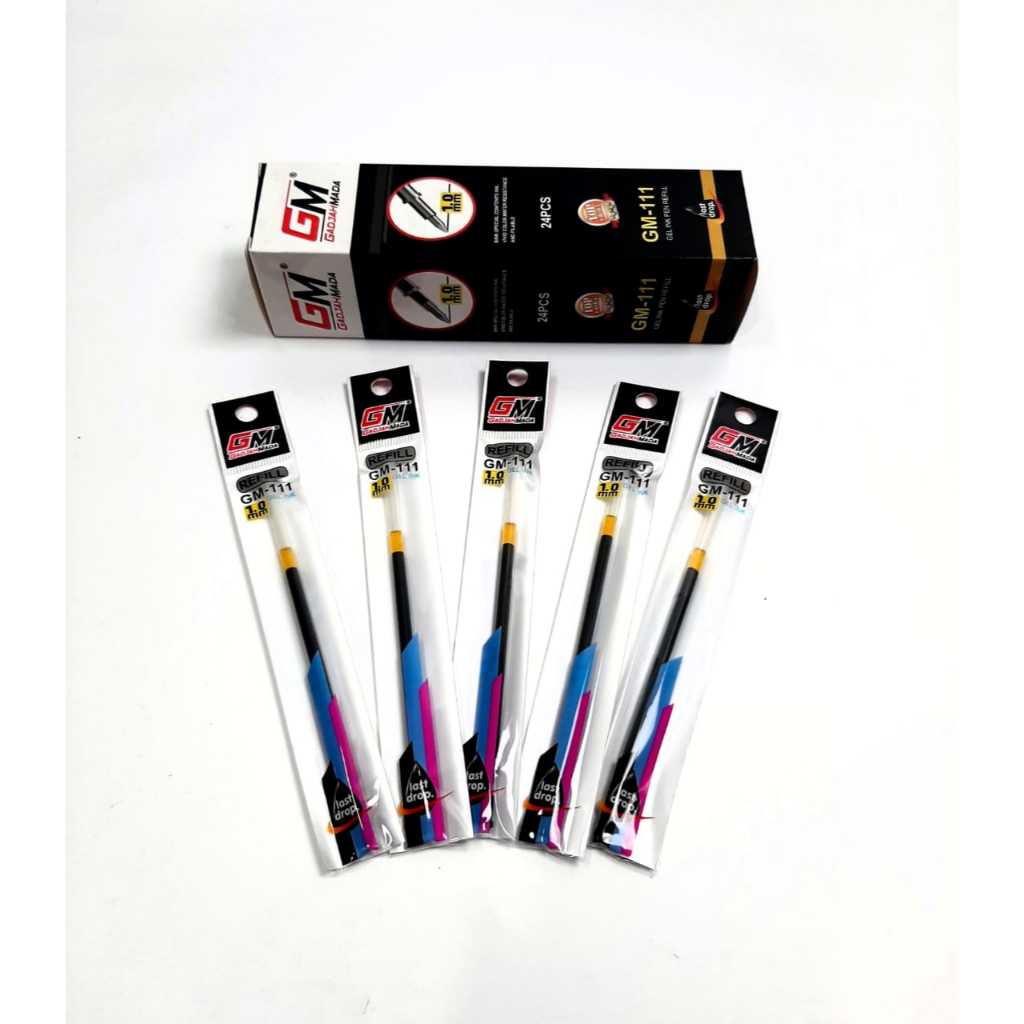 

Grosir 1kotak/24pcs refill Pulpen 1.0mm GM-111 Hitam