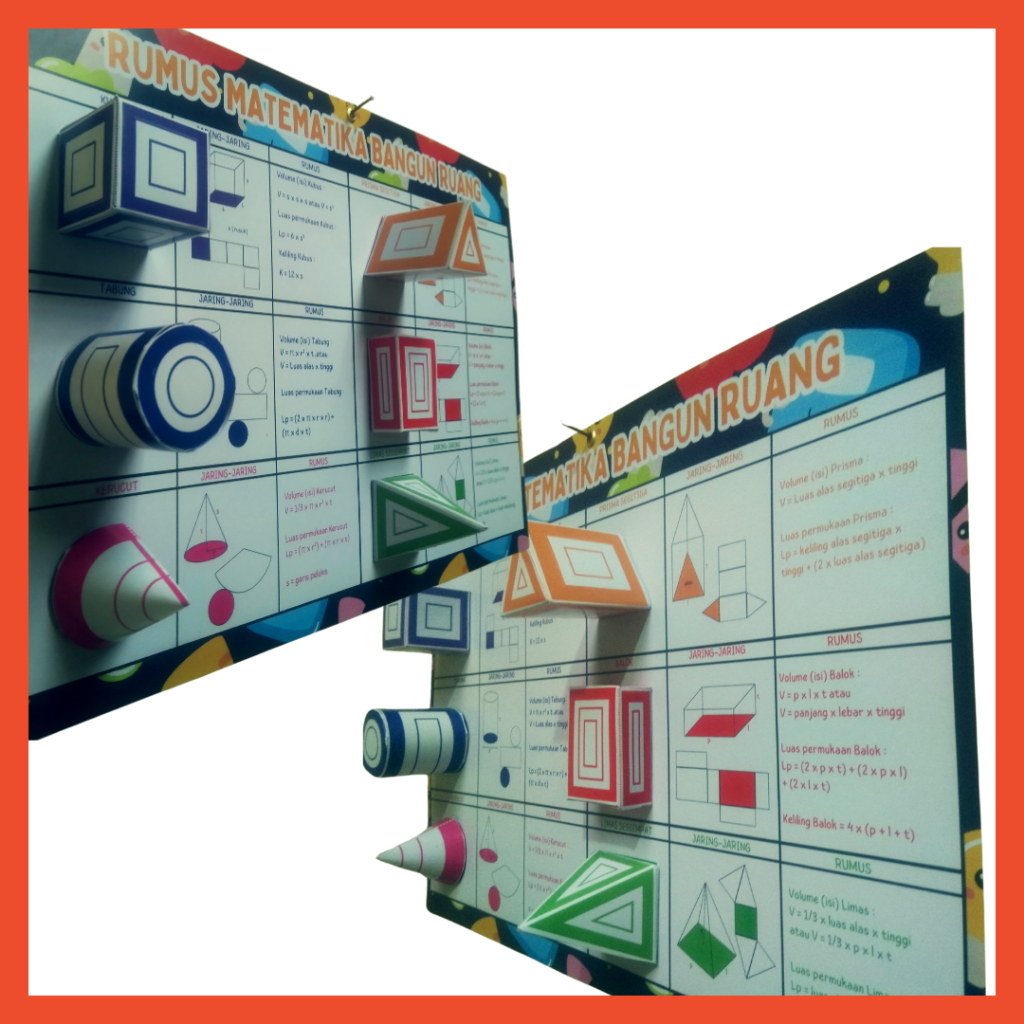 

Poster Edukasi Matematika Alat Peraga Bangun Ruang 3D SD / SMP ukuran A3