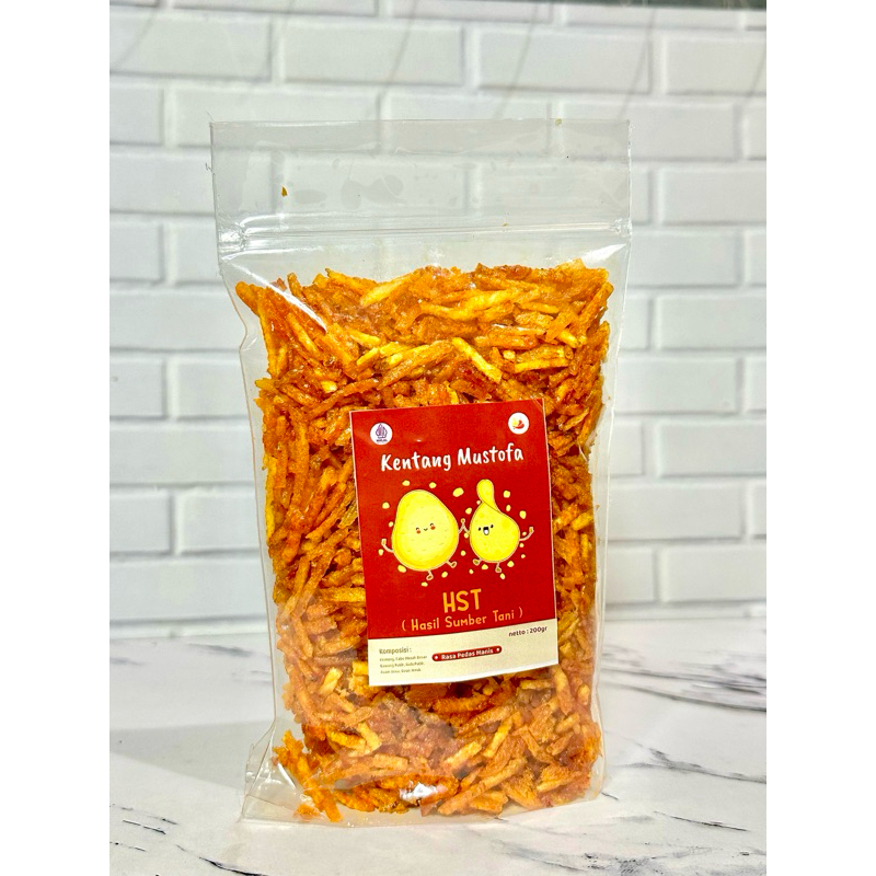 

kentang Mustofa HST (Hasil Sumber Tani) Rasa Pedas Manis, 200gr/300gr. [Pouch]Tanpa Bahan Pengawet