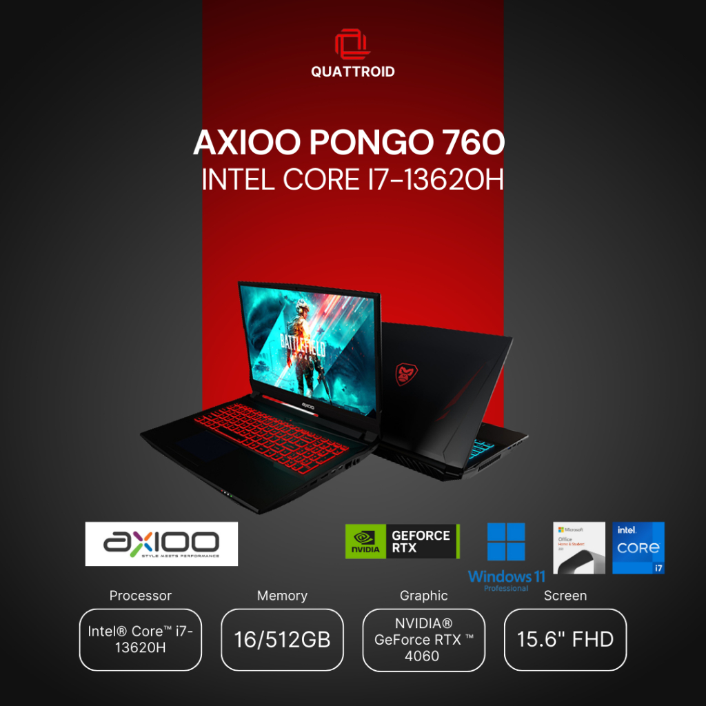 AXIOO PONGO 760 V2 I7 13620H /RTX4060/ 16GB 512GB - WINDOWS 11 - LAPTOP GAMING