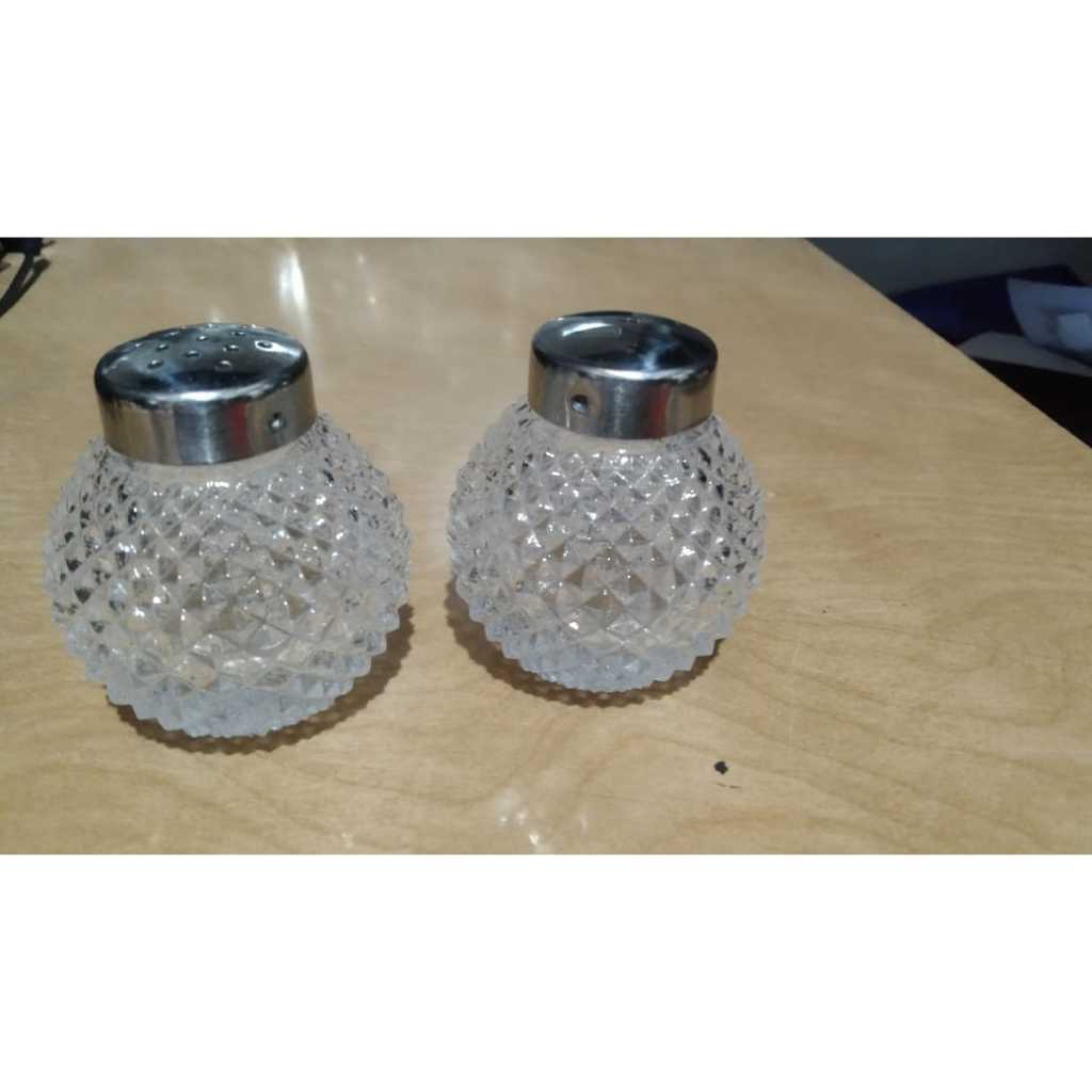 Tempat Garam Sepasang Kaca Kristal Kuno Jadul Antik