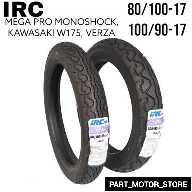 BAN LUAR MEGA PRO MONOSHOCK KAWASAKI W175 VERZA DEPAN 80/100-17 BELAKANG 100/90-17 IRC TUBLESS
