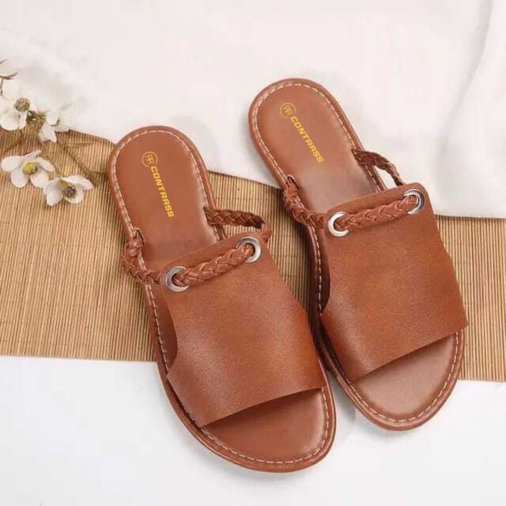 Sendal Teplek Wanita Selop Tali Kepang Terbaru 2025 - Sandal Cewek Karet