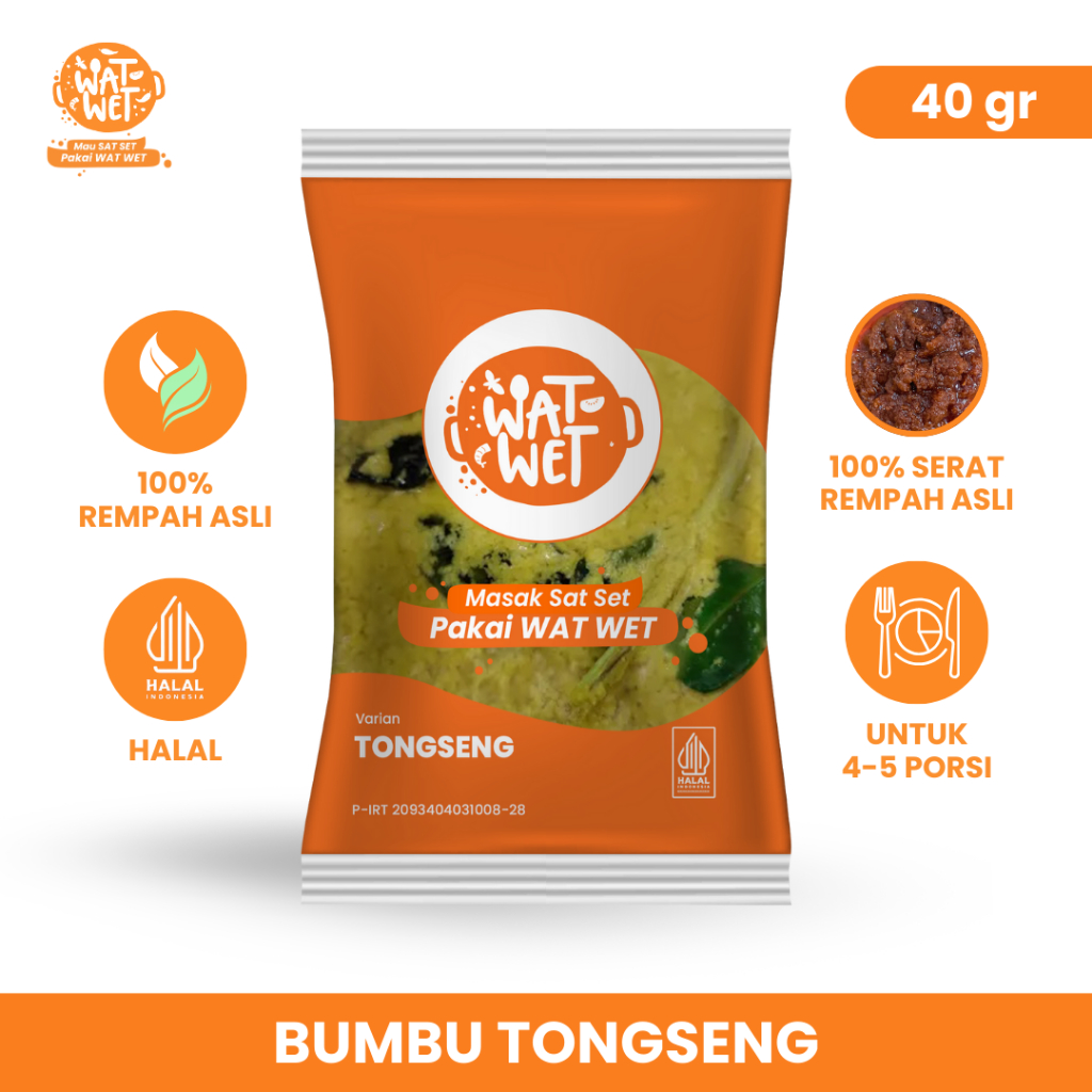 

WAT WET - Bumbu Masak Instan Tongseng 40gr | Tongseng Kambing, Sapi, Ayam | 100% Rempah Asli, Halal, Praktis & Lezat