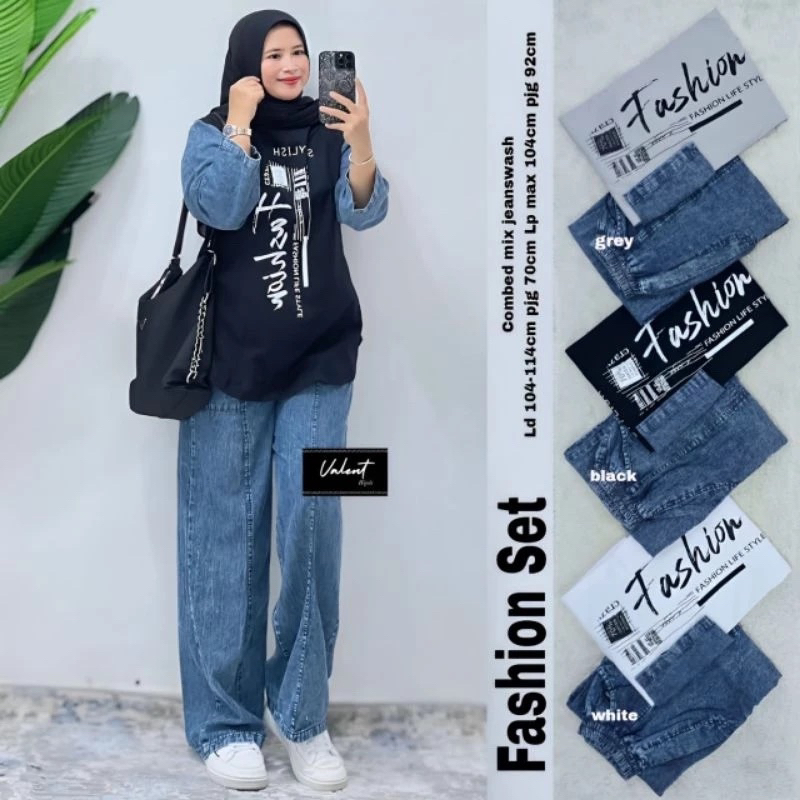 RB1 ONE SET JEANS MIX COMBED 24s / FASHION SET / SETELAN JEANS JUMBO