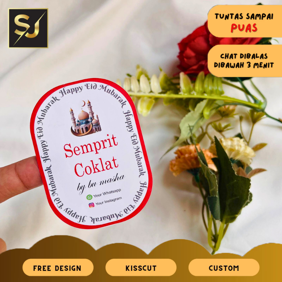Cetak Stiker Label Produk Kue Stiker Toples Kue Bentuk Oval cutting custom sticker cetak chromo a3