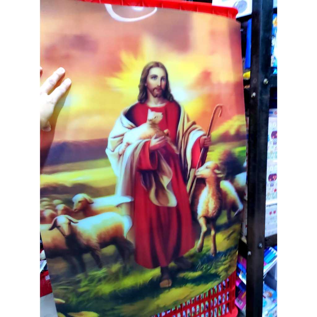 Pajangan dinding gambar 3D Mekah perjamuan kudus bunda maria yesus kristus ayat kursi kaligafi Alloh