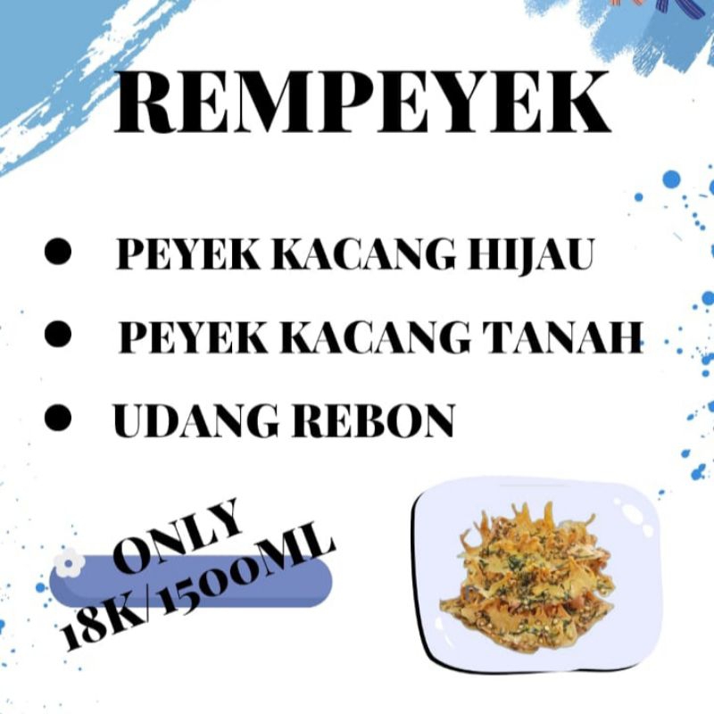 

Rempeyek gurih & renyah, ukuran 1500 ml semua varian