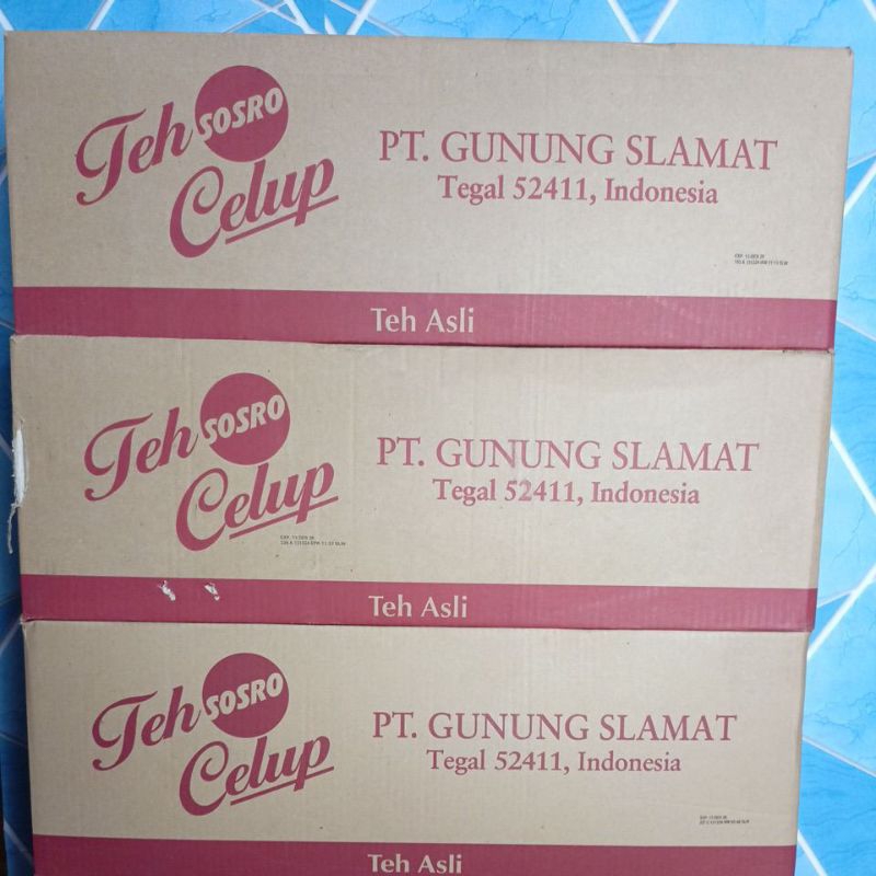 TEH CELUP SOSRO 1 KARTON ISI 100BOX (1 BOX ISI 15 KANTONG TEH)