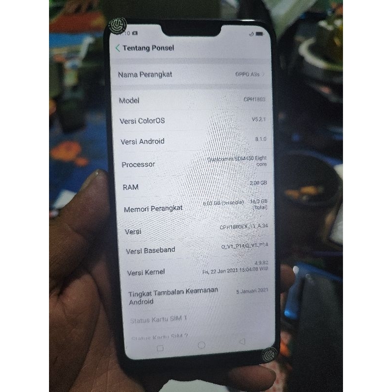 Mesin Oppo A3s Cph1803 Nyala Normal