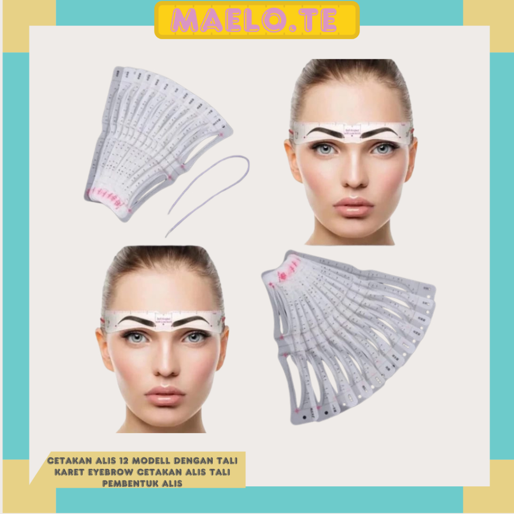 Cetakan Alis 12 ModelL Dengan Tali Karet Eyebrow Cetakan Alis Tali Pembentuk Alis
