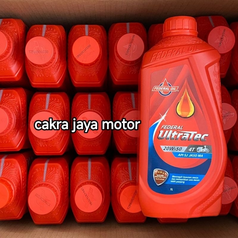 1 DUS = 24 Botol Oli Federal Ultratec 1Liter 20W-50 4T Merah