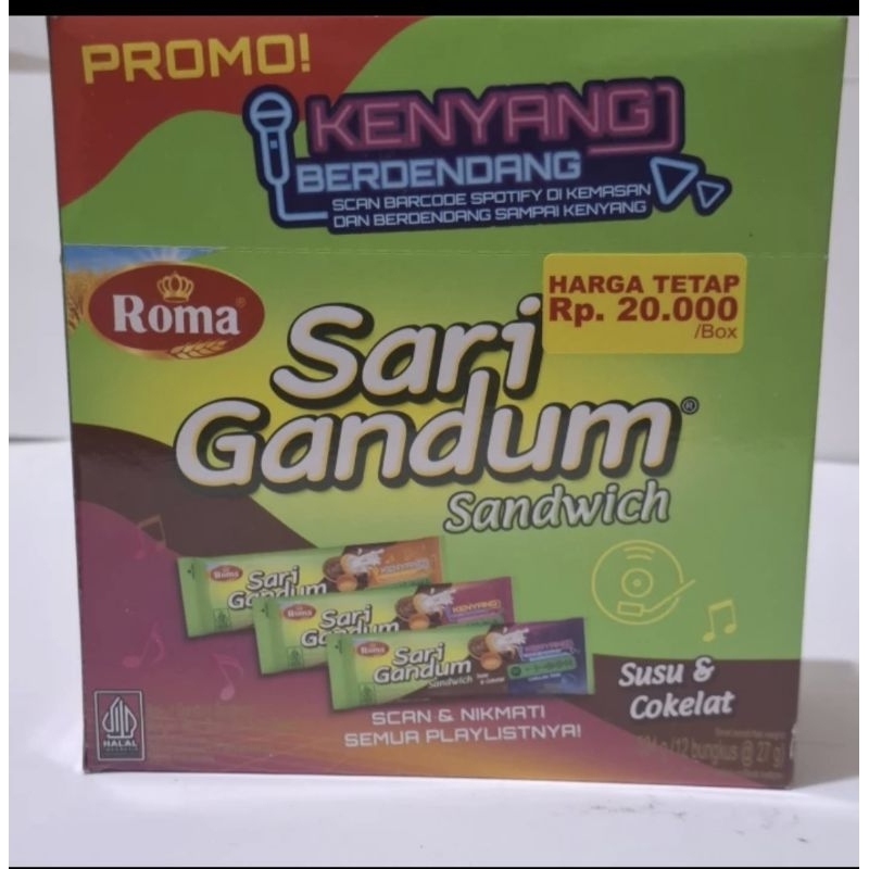 

roma sari gandum sandwich susu coklat box