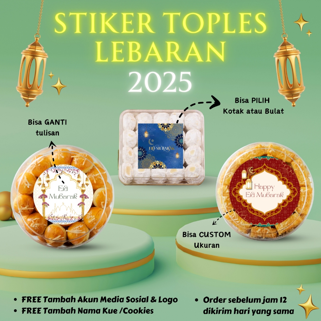 

ZEST PRINT| Custom Stiker Toples Kue Lebaran Idul Fitri, Sticker Eid Mubarak - Free Cutting