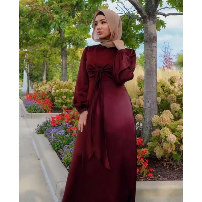 Gamis Satin Terbaru 2025 Dress Terbaru Gamis Elegan Jatuh Mewah Gamis Satin Silk Kondangan Gamis Leb