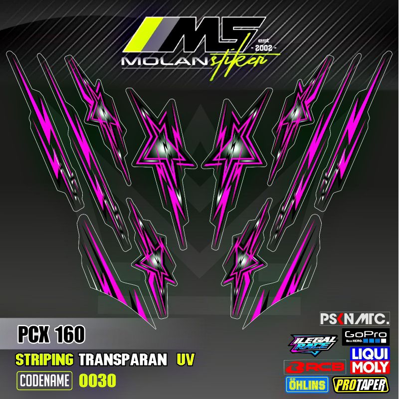 Decal Sticker Striping Variasi Transparan Uv PCX 160 Pcx Star Honda PCX 160 2022-2025 All New PCX 16