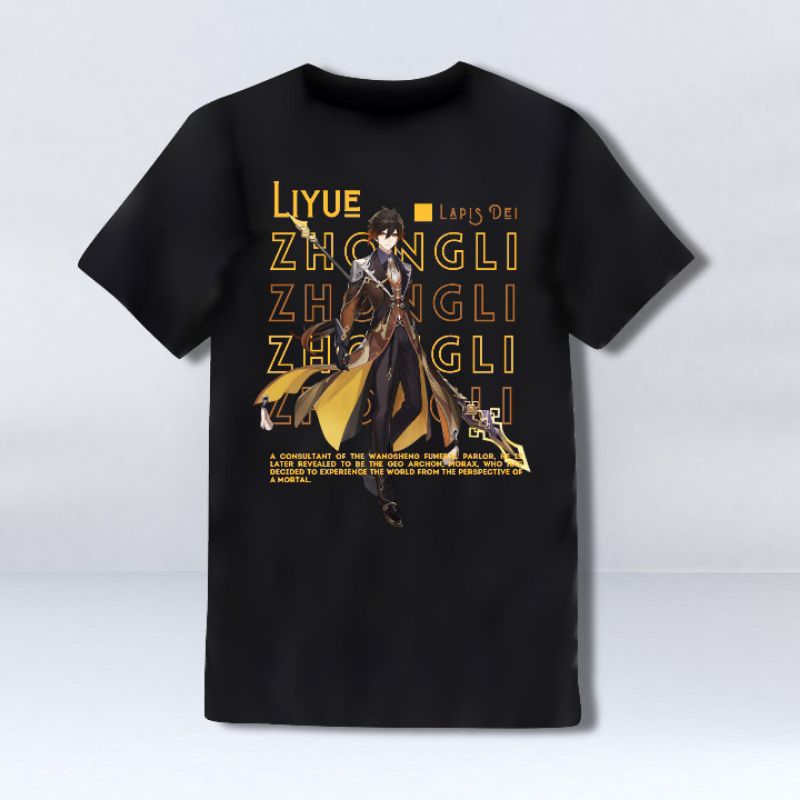 KAOS DISTRO TSHIRT GENSHIN IMPACT ZHONGLI KAZUHA XIAO