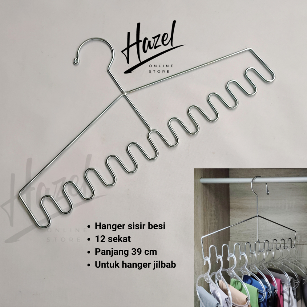 Hanger Sisir Untuk Gantungan Jilbab Kawat Besi 12 Sekat