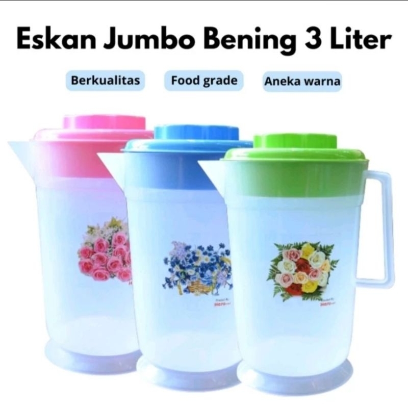 Teko Plastik Bening Jumbo 3 Liter / Eskan 3 Liter Water Jug Murah