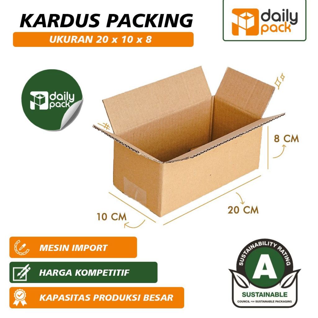 

Kardus Packing Polos Box Ukuran 20x10x8 Dus