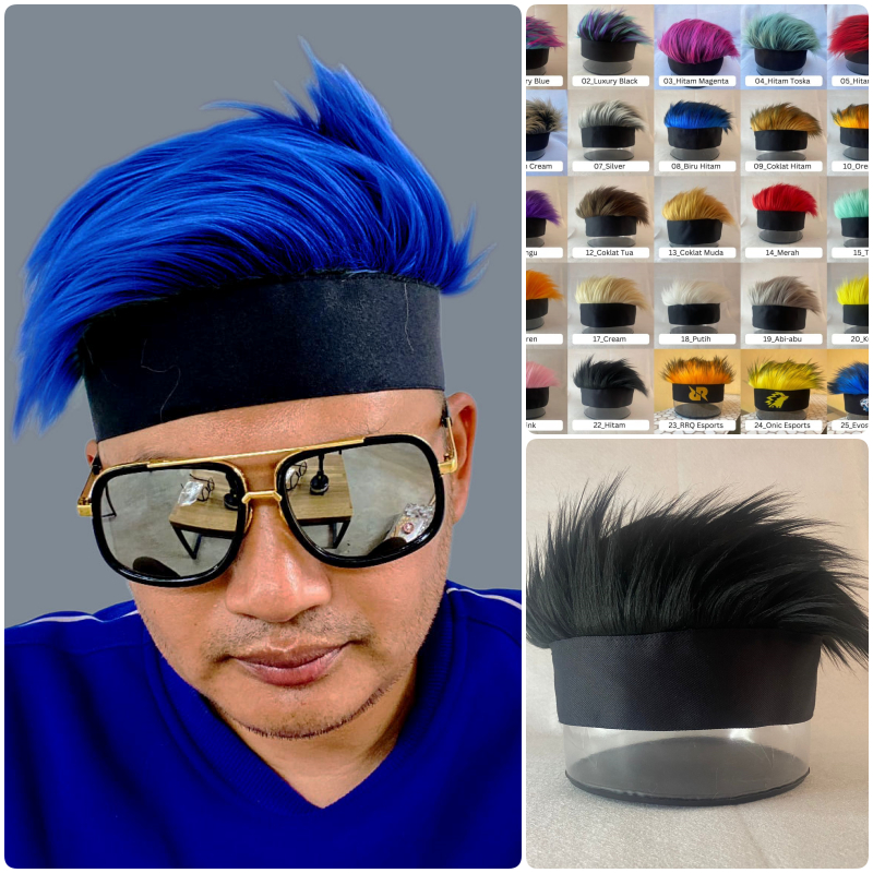 Topi Wig Pria Rambut Palsu / Rambut Wig Model Bando