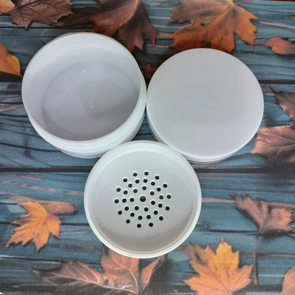 Pot Loose Powder Minimalis 20Gr Putih Putih List Silver