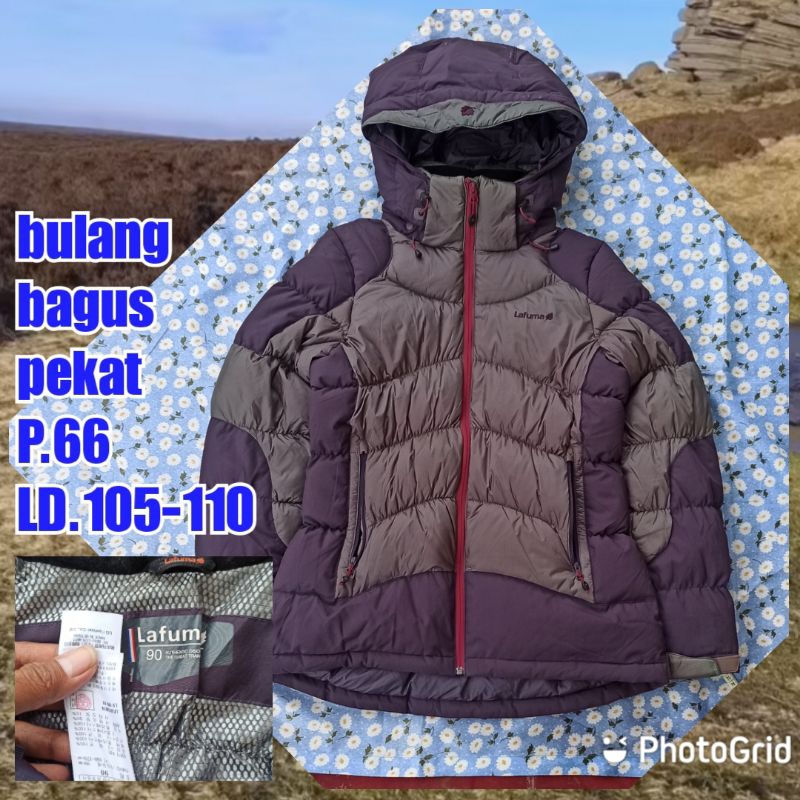 jaket gunung outdoor puffer gelembung tebal winter salju bulang bulu angsa lafuma