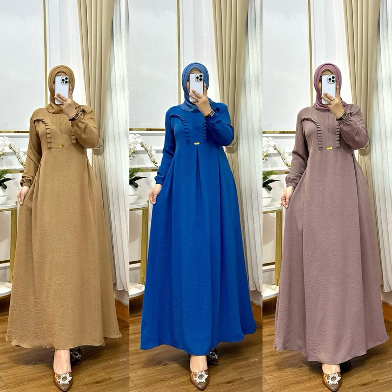 Dress Lebaran 2026 - Gamis Lebaran 2026 - Gamis wanita kekinian - Gamis muslim model ruflle