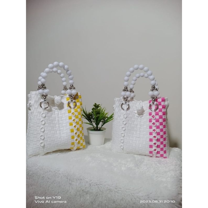 Tas pesta Tas kondangan Tas jali premium Handle mutiara Tas jali mewah