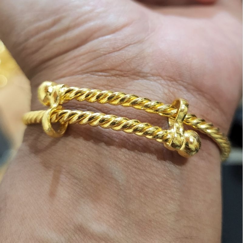 Gelang Pintal Tali Air Kecil Lapis Emas Asli