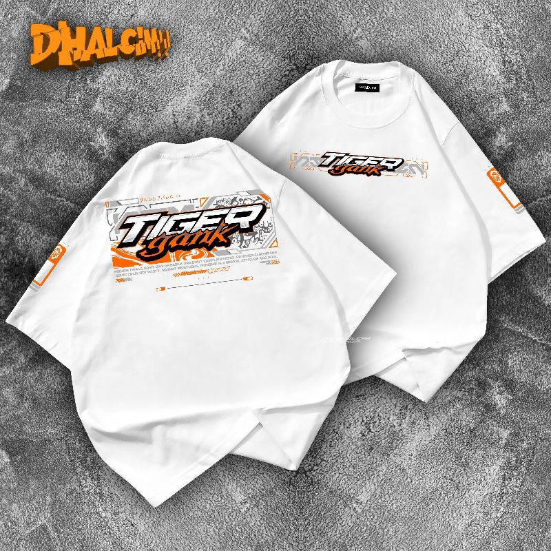 KAOS DISTRO TIGER GANK PUTIH FUL COTTON 24S, KAOS RACING TIGER GANK, KAOS TIGER RACING NEW ARRIVAL, 