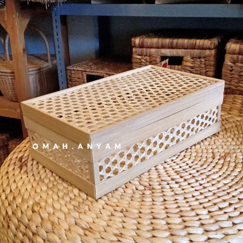 Tas hampers lebaran | keranjang hampers | Tas souvenir | Keranjang Bambu handle premium