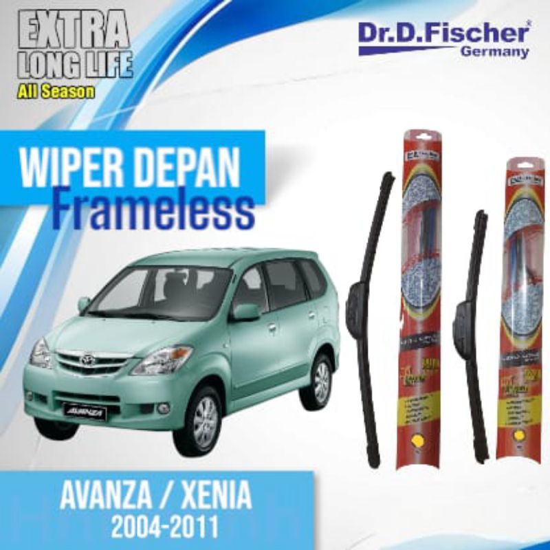 Wiper Frameless Kaca Depan Mobil Avanza Xenia 2004 2005 2006 2007 2008 2009 2010 2011 Dr.D Fischer 2