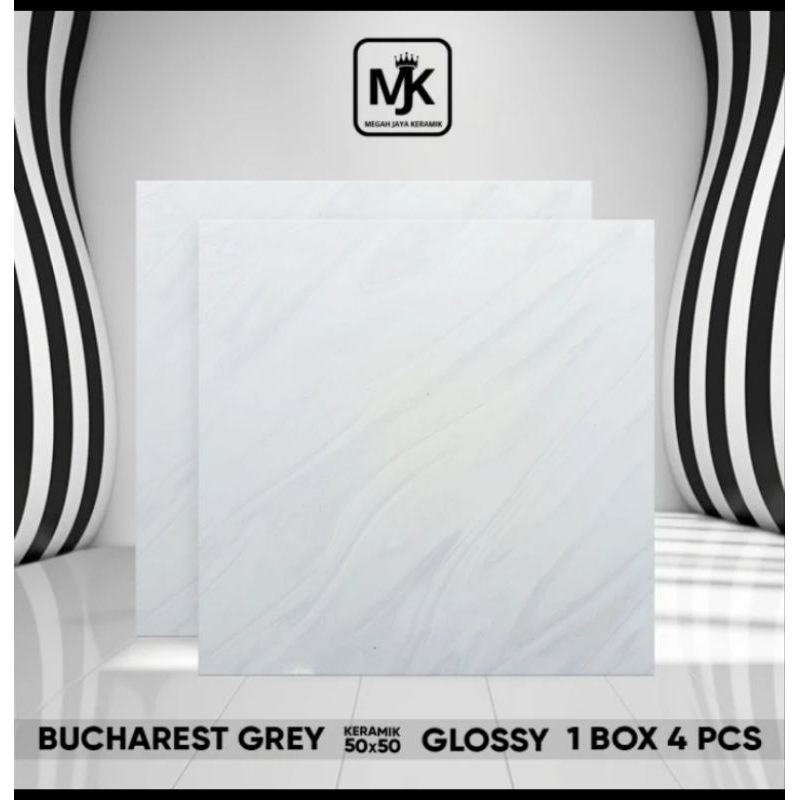 Keramik Lantai Ruang Tamu Bucharest Grey 50 x 50
