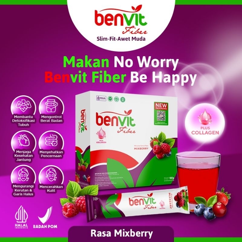 Benvit Fiber Plus Collagen - Rasa Mixberry Bonus Inaco Jelly