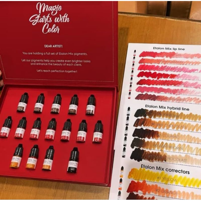 

Etalon mix Pigment Full Set 16pcs/PMU/Pigment/Tinta Sulam/Alis/Bibir/Eyeliner