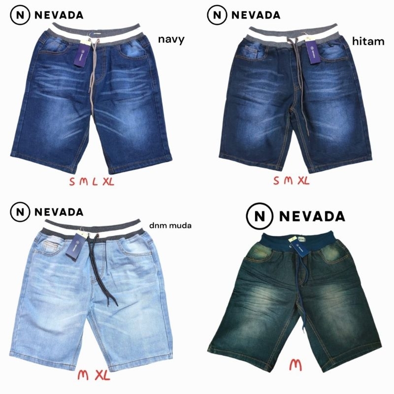 NEVADA Celana Jeans Pendek Rib Pria Dewasa