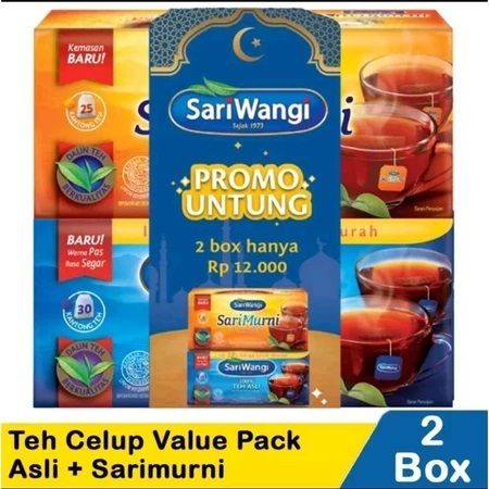 

Teh SariWangi 1+1 Promo Pack (1 ASLI TB30 + 1 MELATI TB25) - Teh Celup Asli