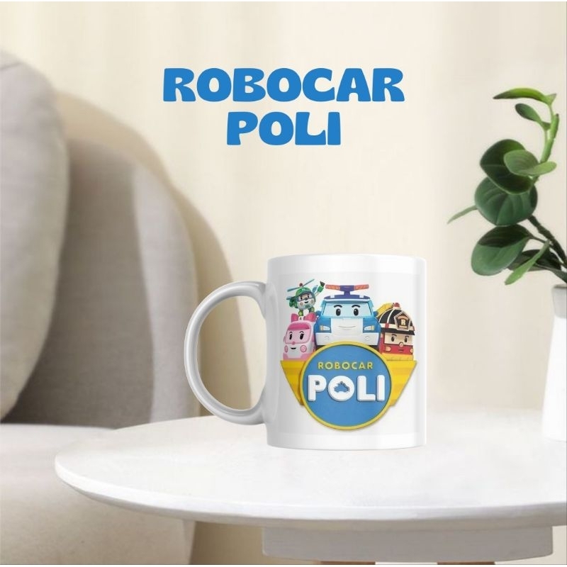 PROMO Mug Cartoon / Mug Robocar Poli / Gelas Robocar Poli / Mug Birthday / Gelas Ulang Tahun / Bisa 