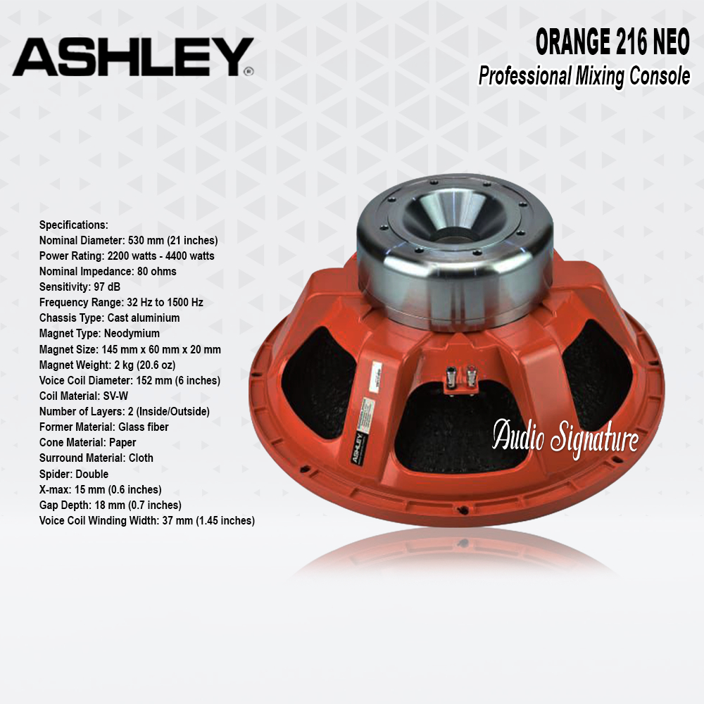 Komponen Speaker 21 Inch ASHLEY ORANGE216NEO | ORANGE 216 NEO | ORANGE 216NEO Original