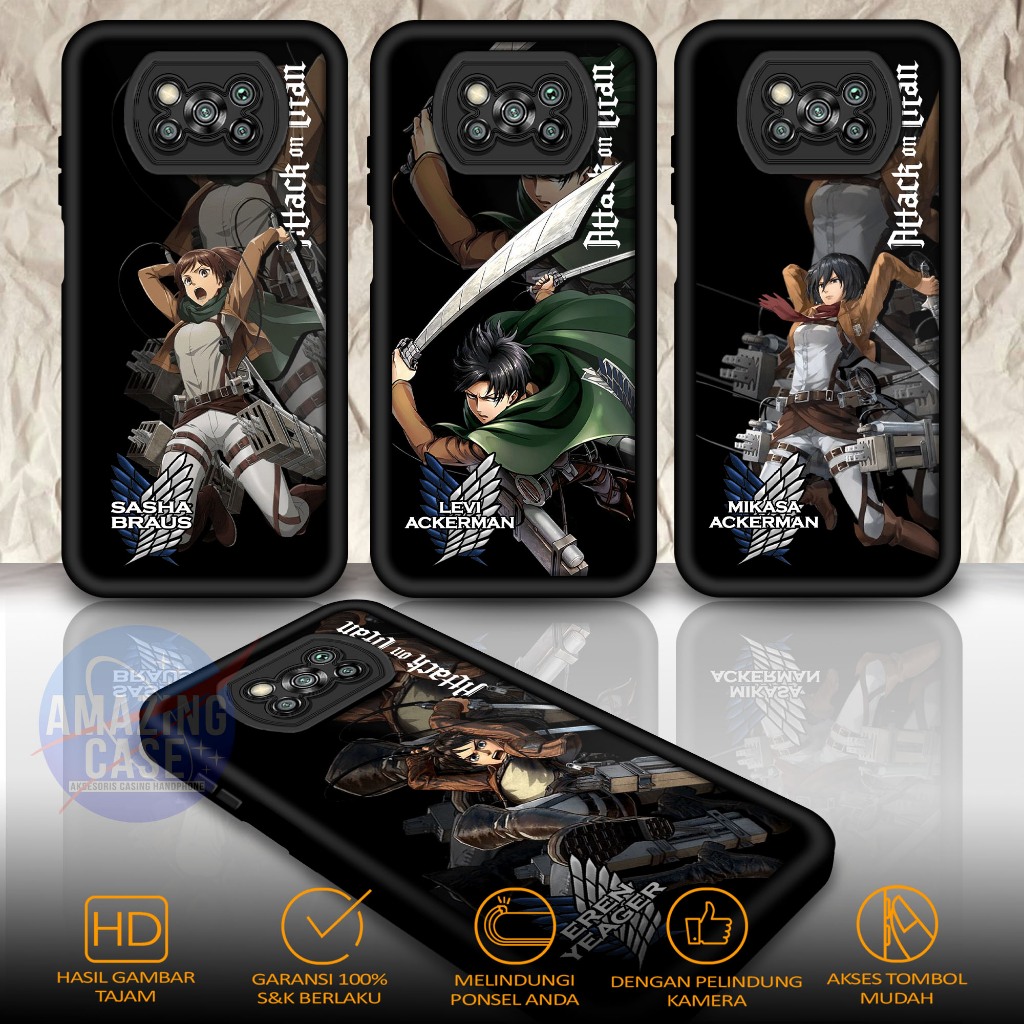 Case Premium Compatible For POCO X3  X3 NFC X3 PRO  Motif AOT Casing Softcase Glossy Anti Jamur