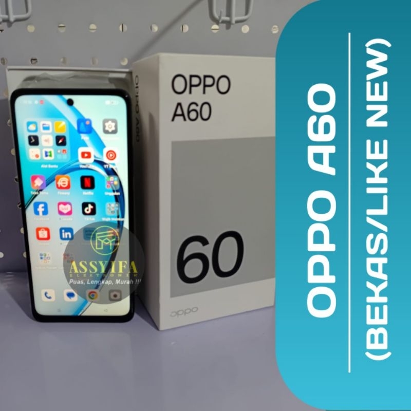 OPPO A60 Blue/Hp Oppo A60 bekas/hp bekas kondisi lecet pemkaian/Hp bekas oppo A60 lecet pemakaian/be