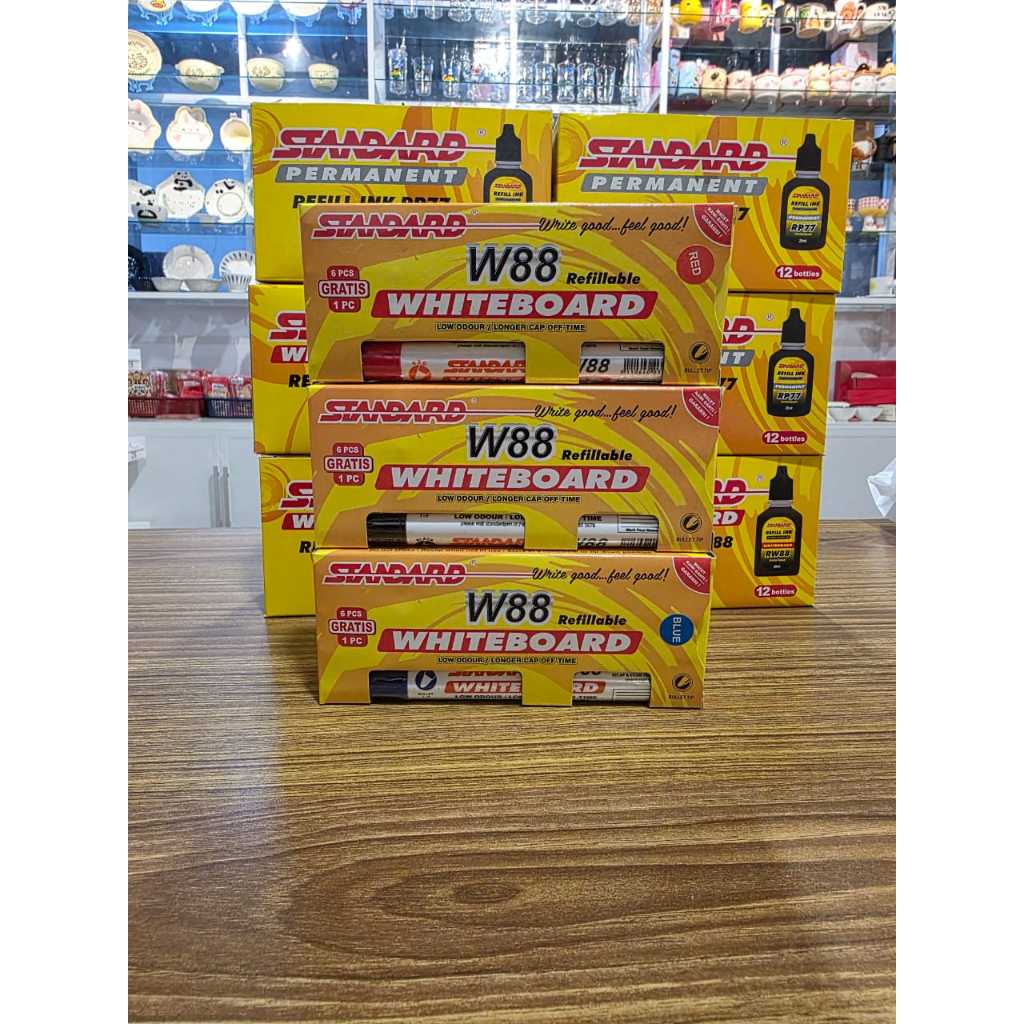 

spidol papan tulis standard w-88 warna hitam merah biru whiteboard marker standard
