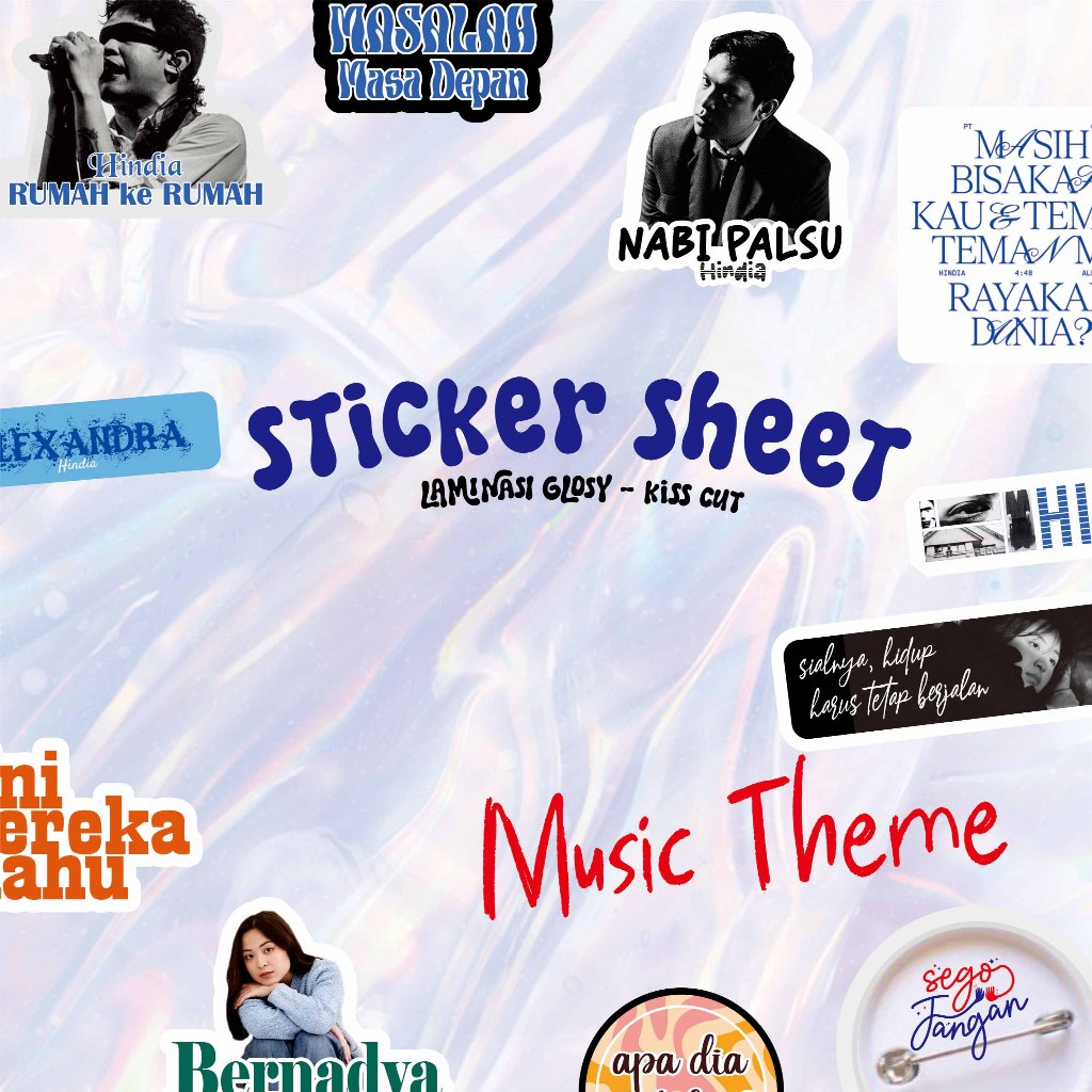 

STIKER SHEET - STICKER SHEET MUSIC - STIKER Y2K - BERNADYA - HINDIA - TEMA MUSIK