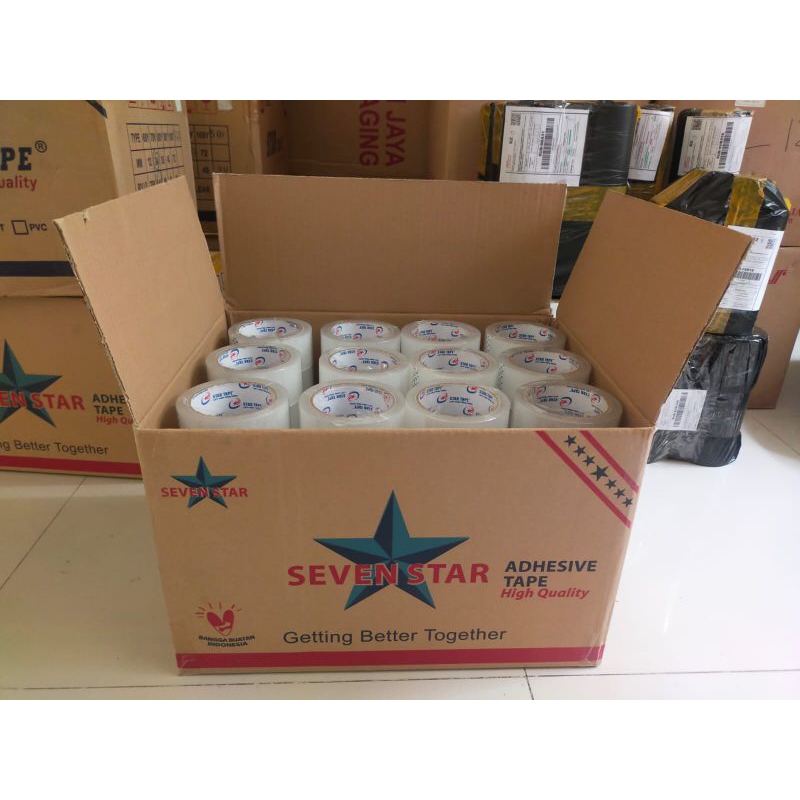 

lakban bening coklat 100yard 1 dus isi 72