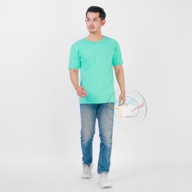 T-shirt baju distro kaos polos cotton combed 30s premium pria dan wanita ( unisex ) warna TOSCA MUDA