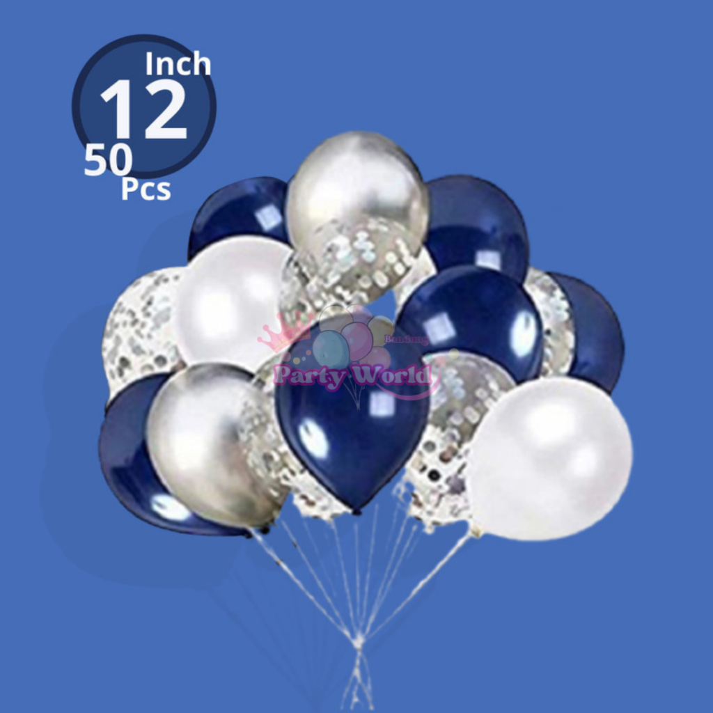 Paket Bucket Balon Metalik / Confetti isi 50 pcs