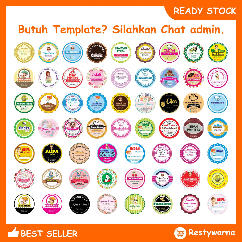 

Cetak Stiker / Sticker Bulat / kotak 5cm - 6cm Chromo / Vinyl