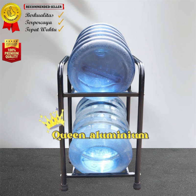 Rak Galon Tingkat / Tempat galon besi 2 susun Hitam