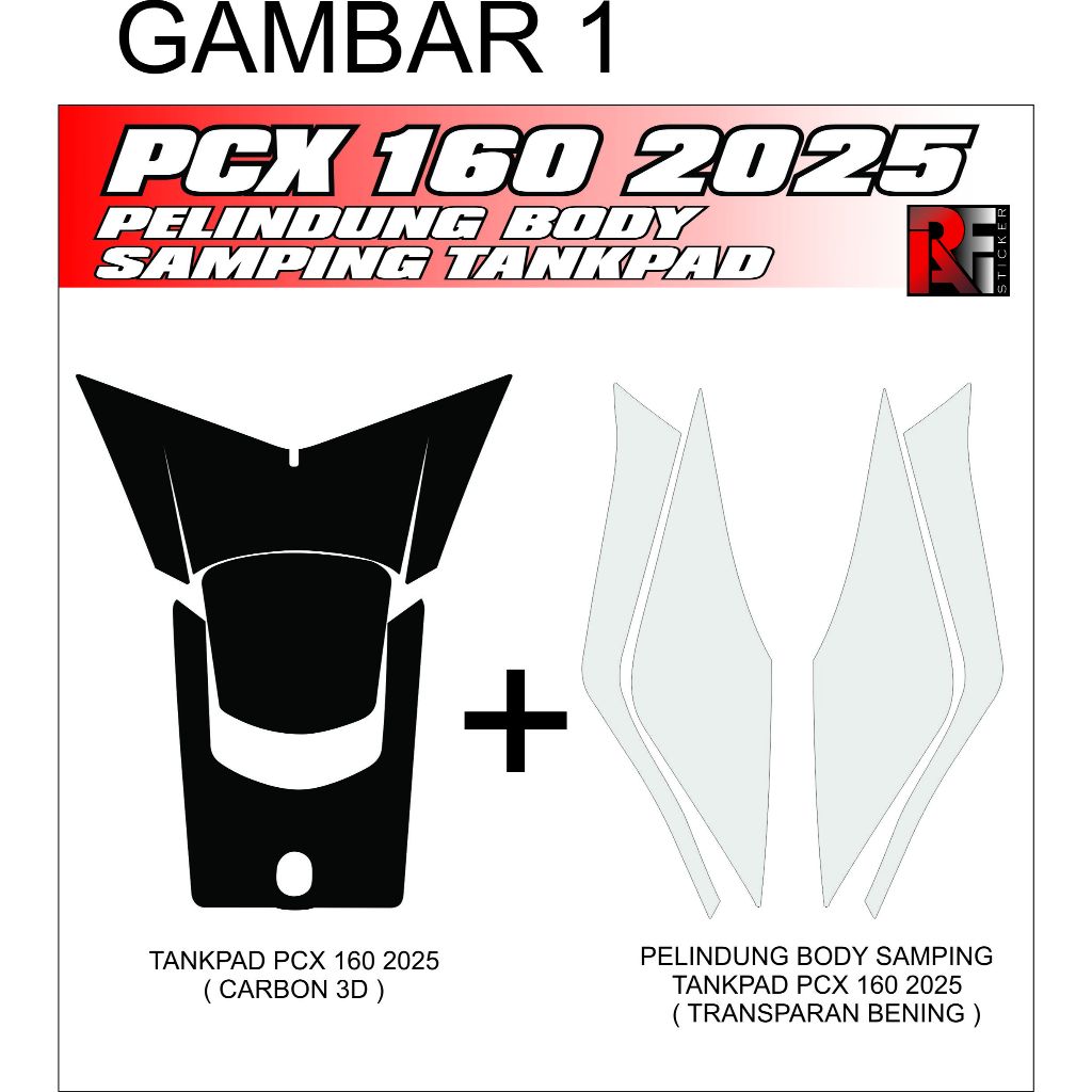 STICKER PCX 160 2025 TANKPAD DAN PELINDUNG BODY SAMPING TANKPAD VPF400 BENING TEBAL